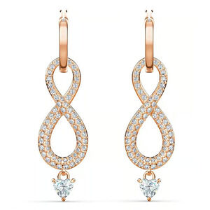 Swarovski Infinity Womens White Hyperbola Gold Tone Plated Drop Earrings
